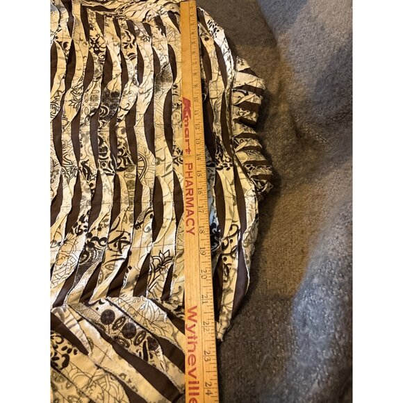 Life Style Woman Button-Up Jacket Earth Tones Striped Pattern Blouse Dressy Glam - Picture 7 of 9